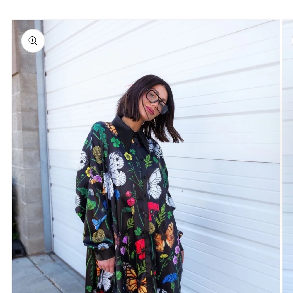 Dressed in LALA Folklore Satin Playsuit Button Down Shirt (TOP ONLY)